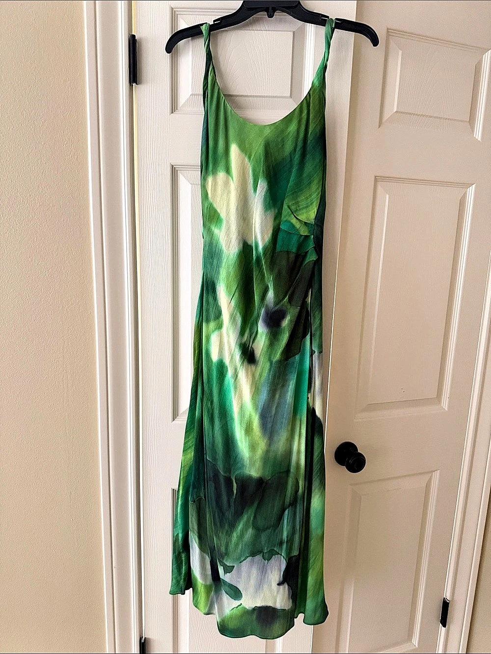 Mango Abstract Green & Black Maxi Dress Size 6 NWT